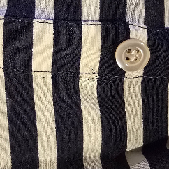 J.Crew 100% Silk  Navy & Cream Striped Button Down Top Size 4 - Picture 13 of 14